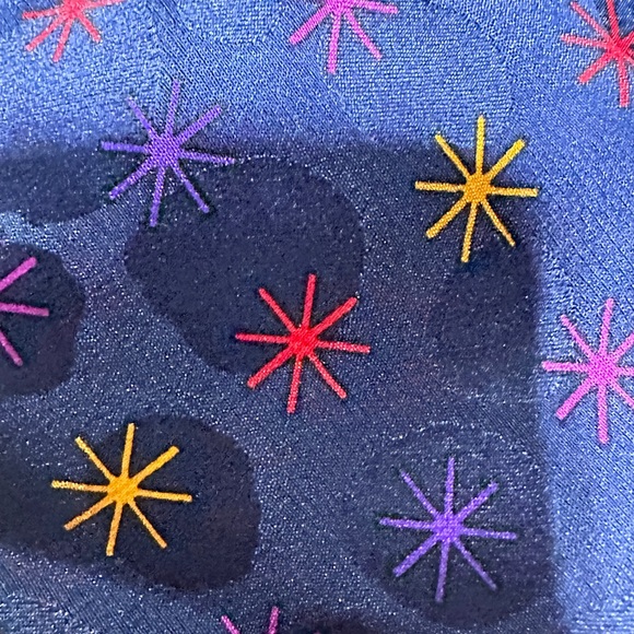 V2 Versace Navy Printed Tie W/Versace Print Trim and Starbursts Silk Tie - Picture 10 of 11